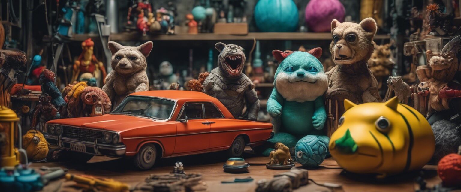 Colorful bizarre toys collection