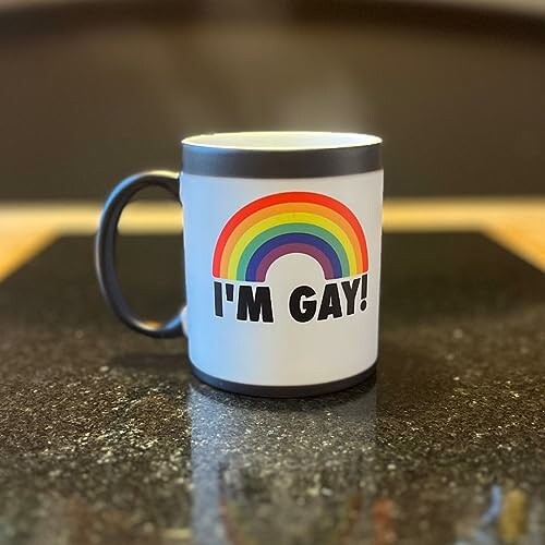 Mug with rainbow and text 'I'm Gay'